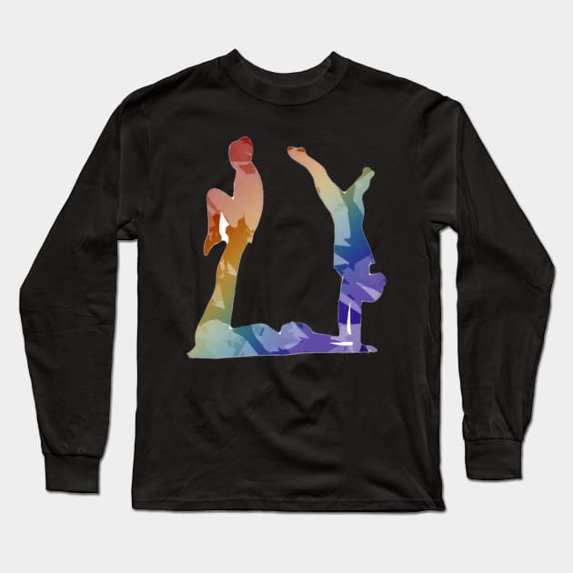 A women’s trio doing open box with tuck and handstand. Long Sleeve T-Shirt by artsyreader